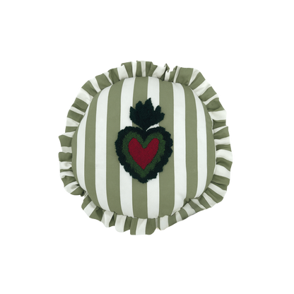 Coussin trattoria cœur kaki D42cm