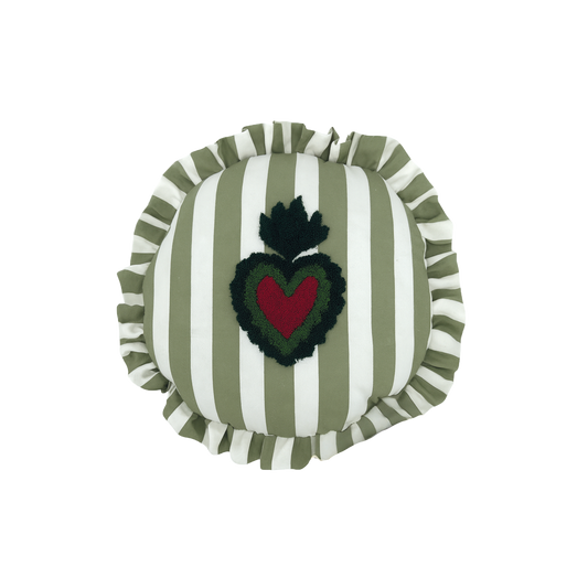 Coussin trattoria cœur kaki D42cm
