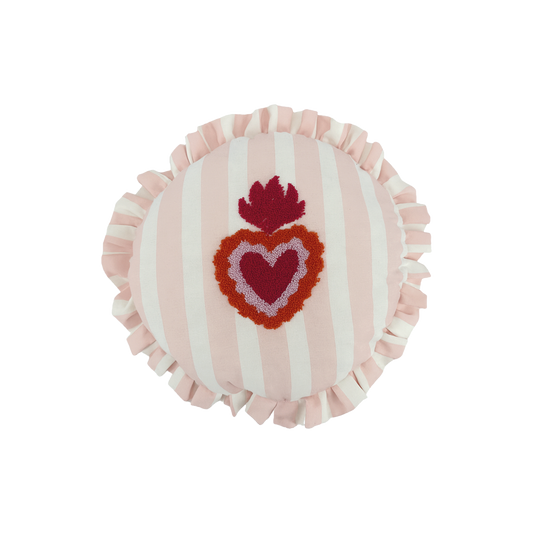 Coussin trattoria cœur rose D42cm