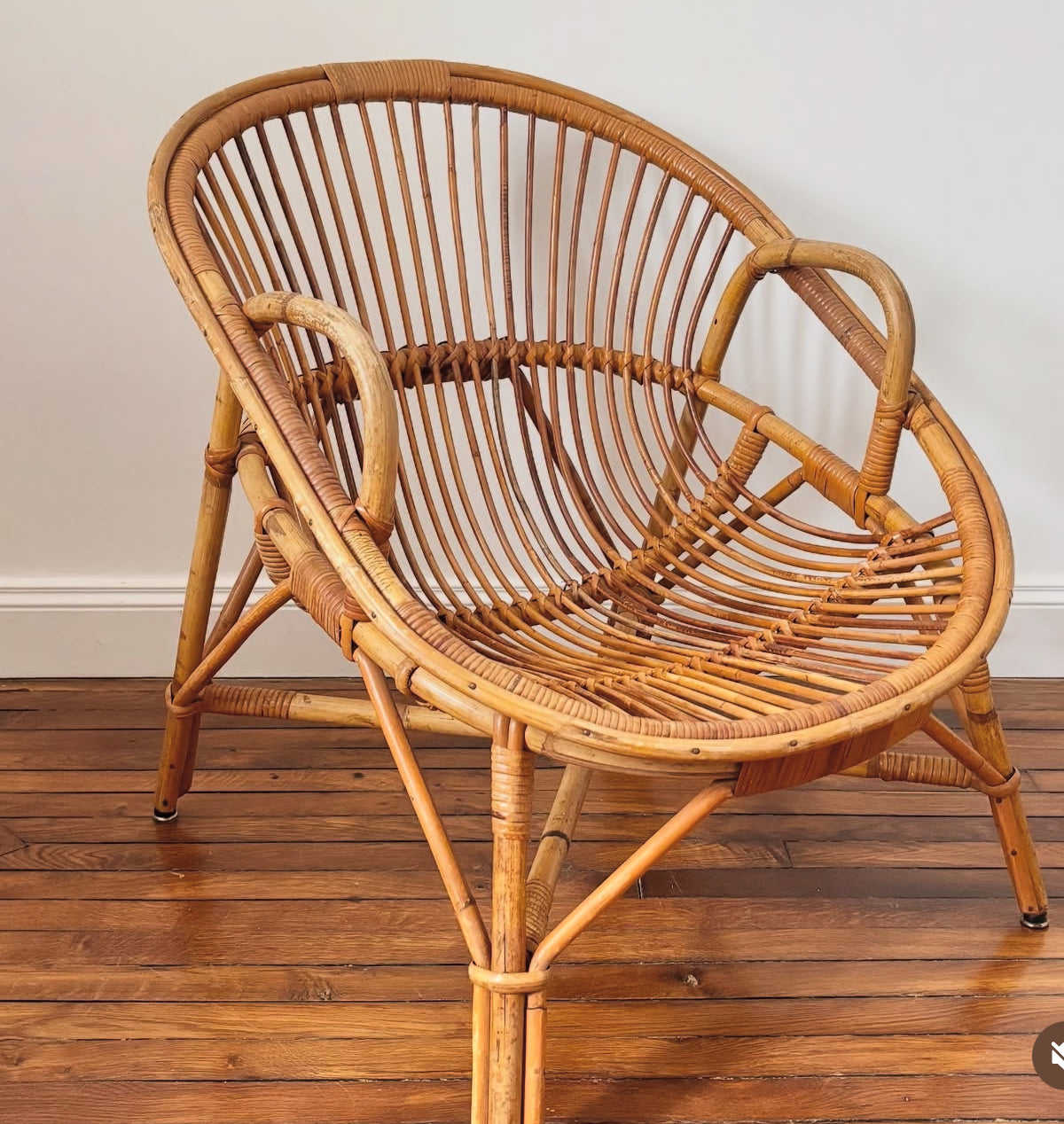 Fauteuil en rotin vintage