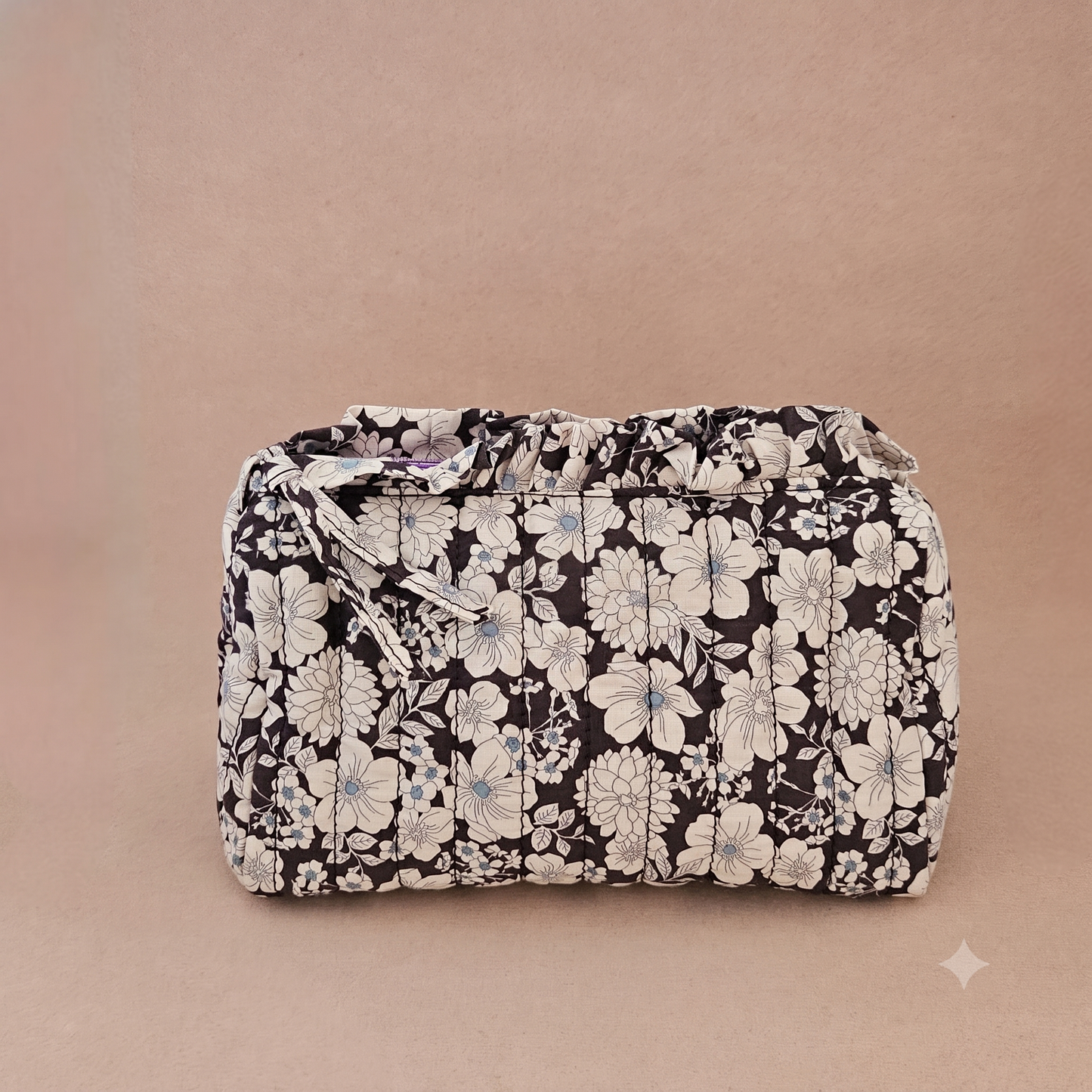 Trousse maquillage froufrou 100 % coton  : Tulipe marron