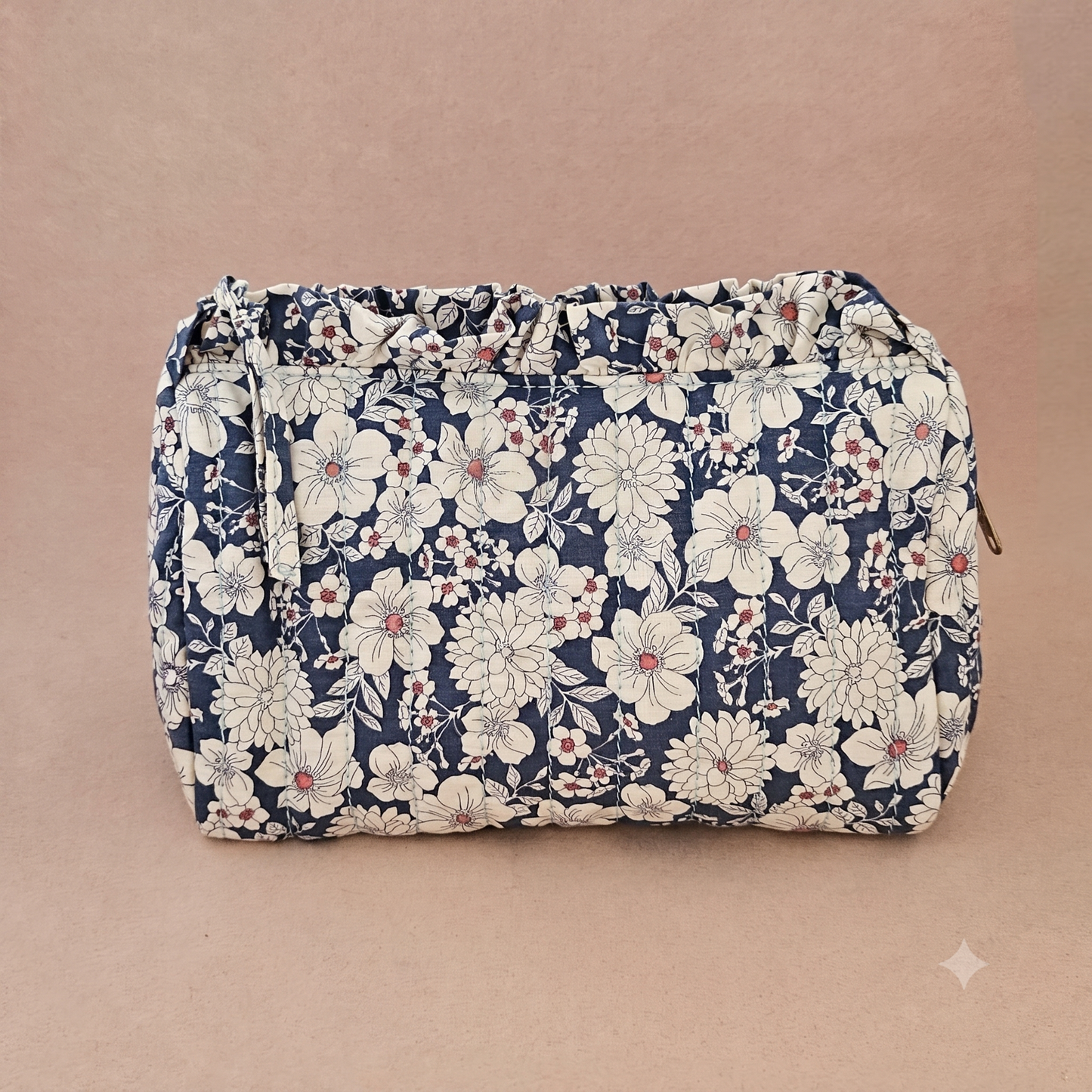 Trousse maquillage froufrou 100 % coton  : Tulipe marron