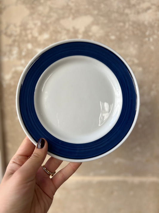 Assiettes à dessert vintage bleu blanc