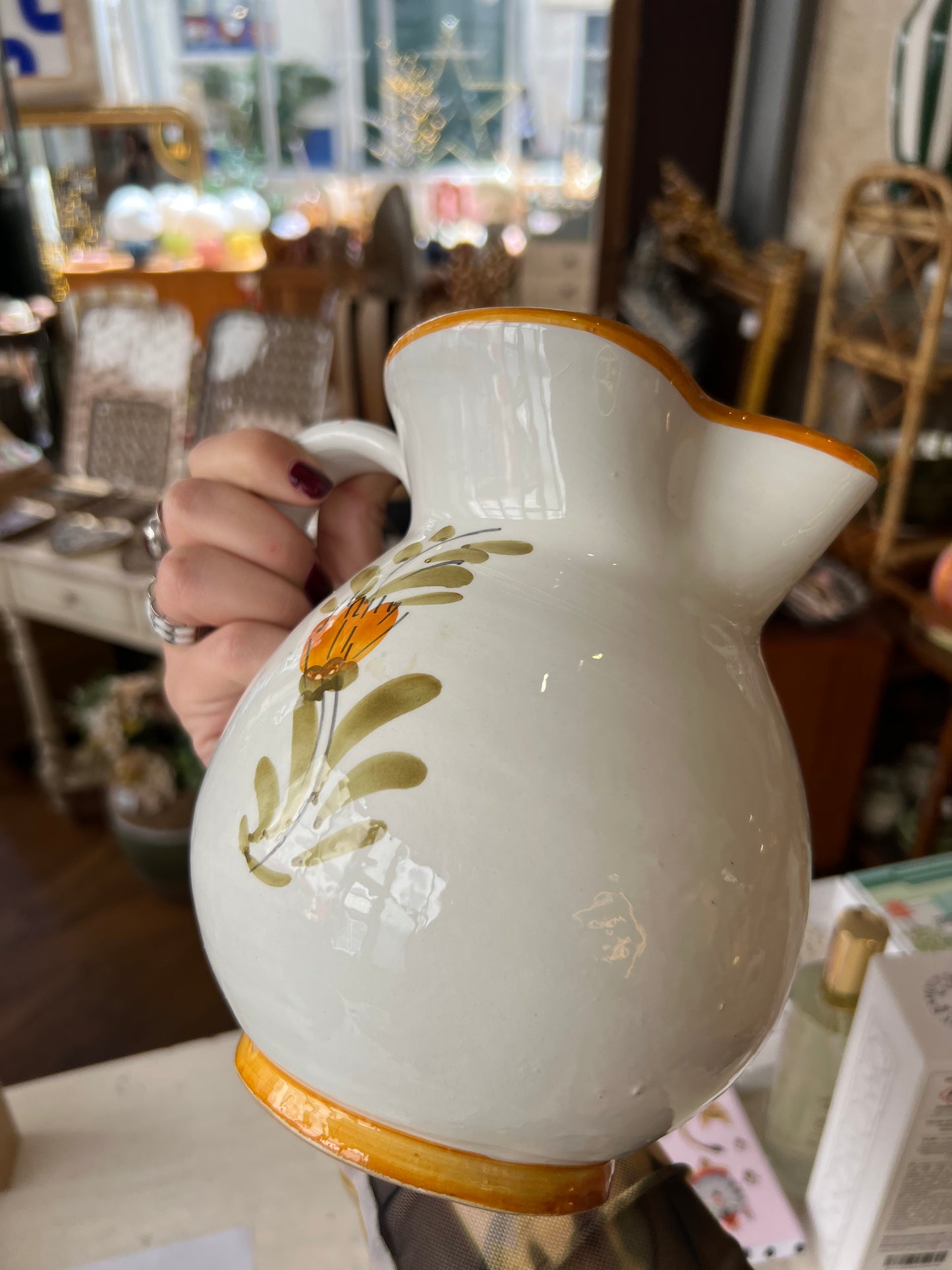 Pichet vintage fleurs oranges