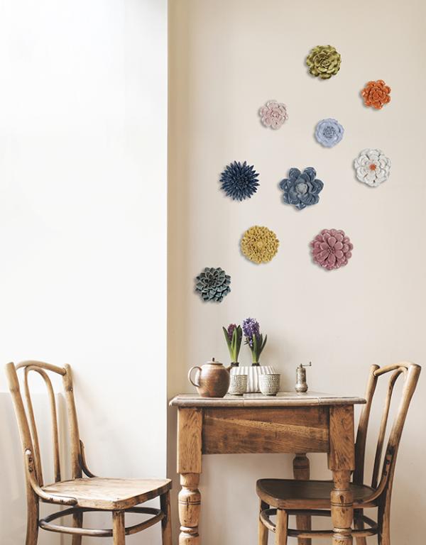 DÉCO MURALE FLEUR CÉRAMIQUE 17,5cm