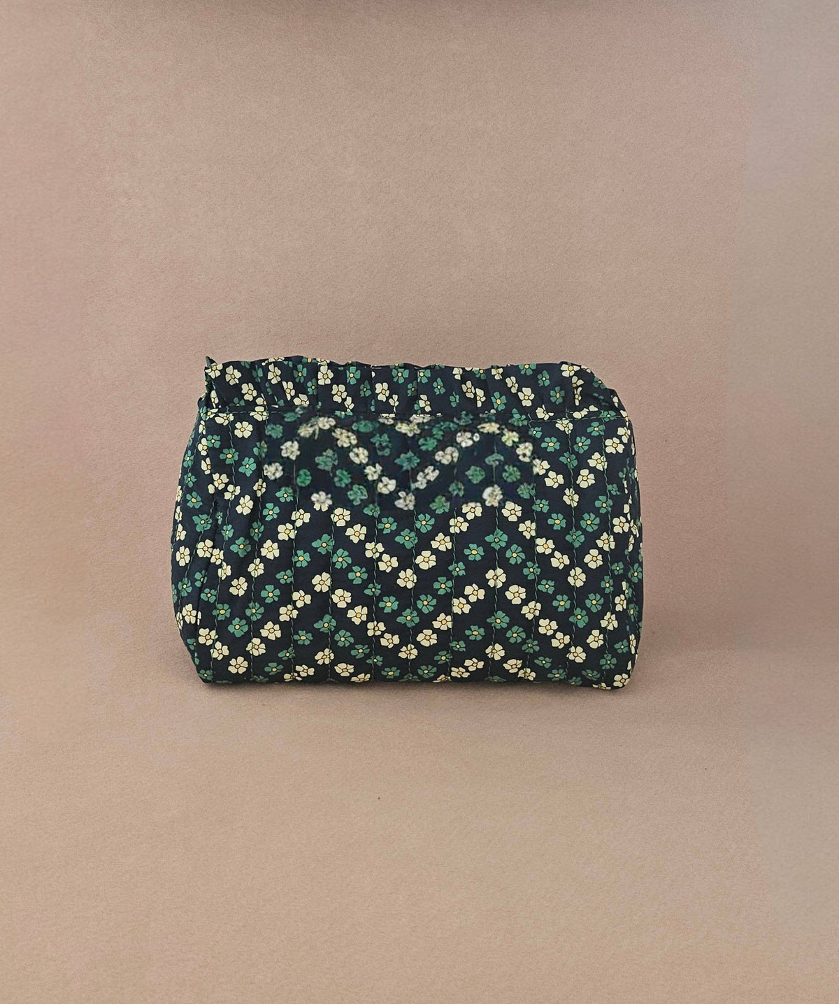 Trousse maquillage froufrou 100 % coton  : Petite blanche jaune SANS LOGO