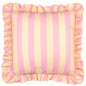 Coussin d'extérieur à volants Palm Royale à rayures rose/jaune: Rose/Jaune / Garni en polyester / 50 x 50 cm