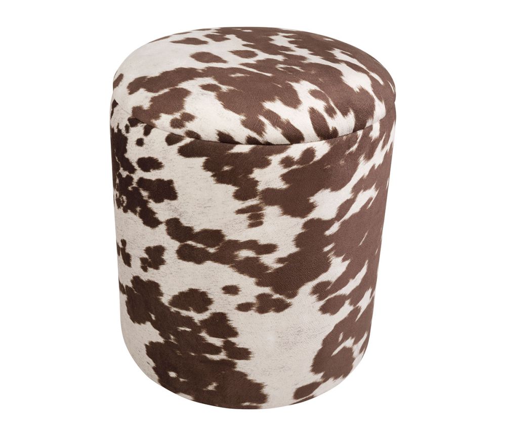 TABOURET COFFRE FELIEN BRUN+ECRU D38XH43CM