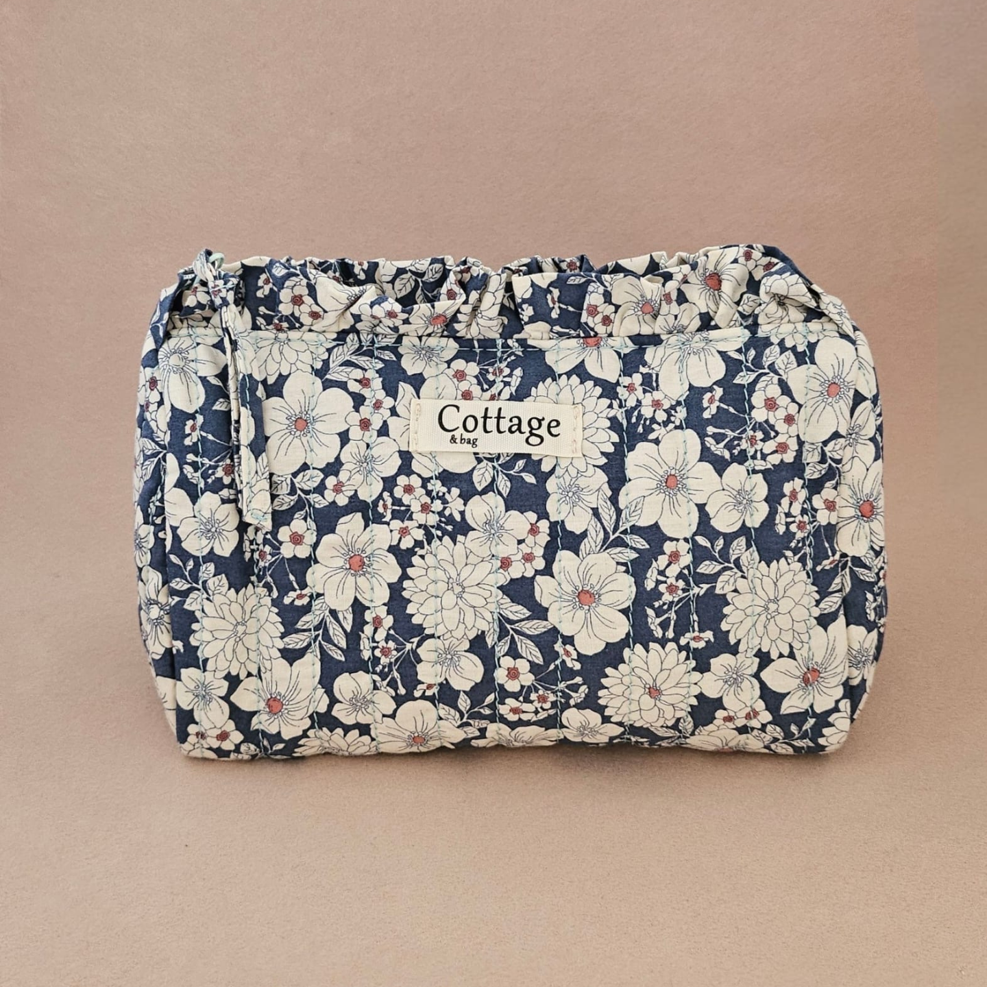 Trousse maquillage froufrou 100 % coton  : Tulipe marron