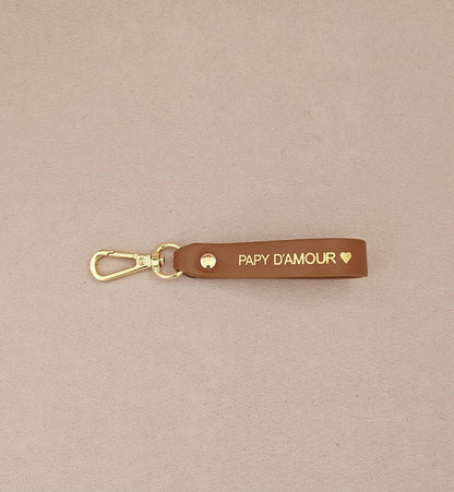 Porte-Clé Cuir - papy mamie d'amour : Vieux rose