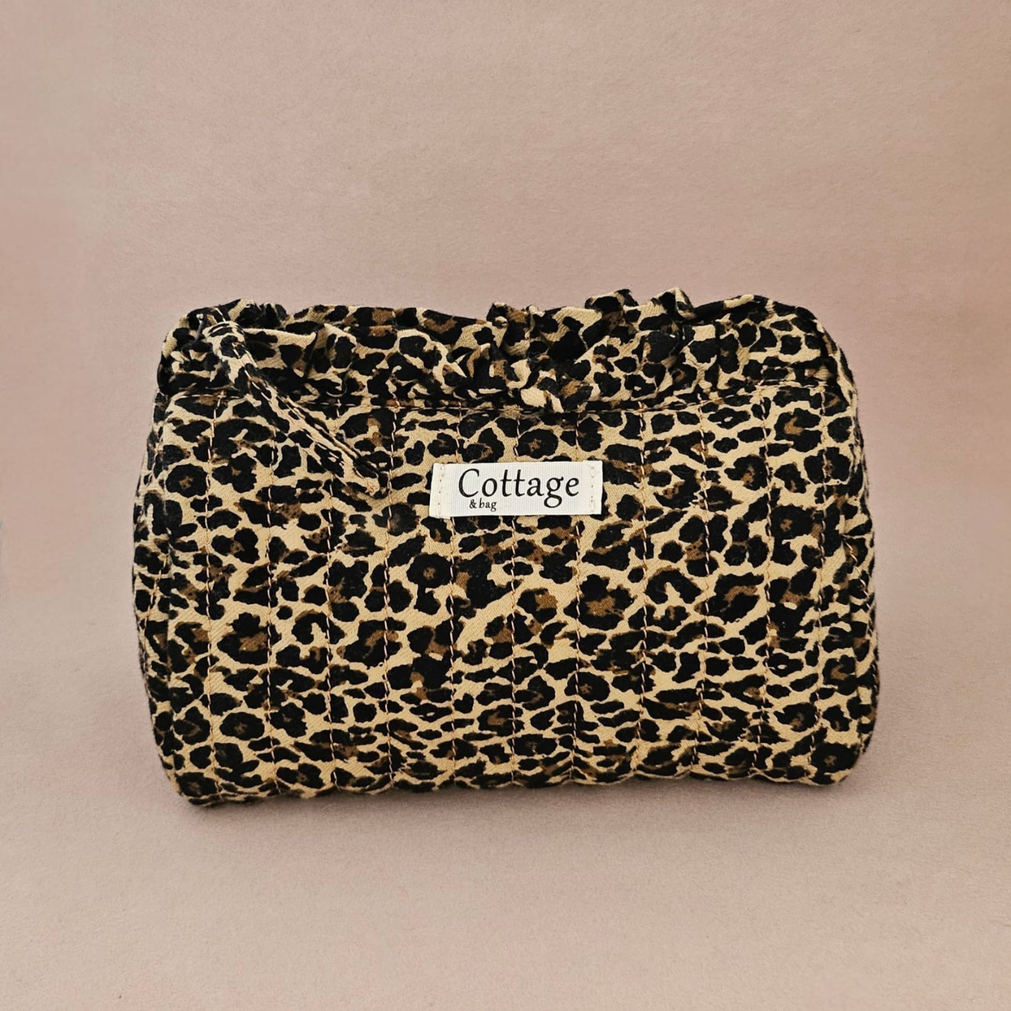 Trousse maquillage froufrou 100 % coton  : Léopard simple