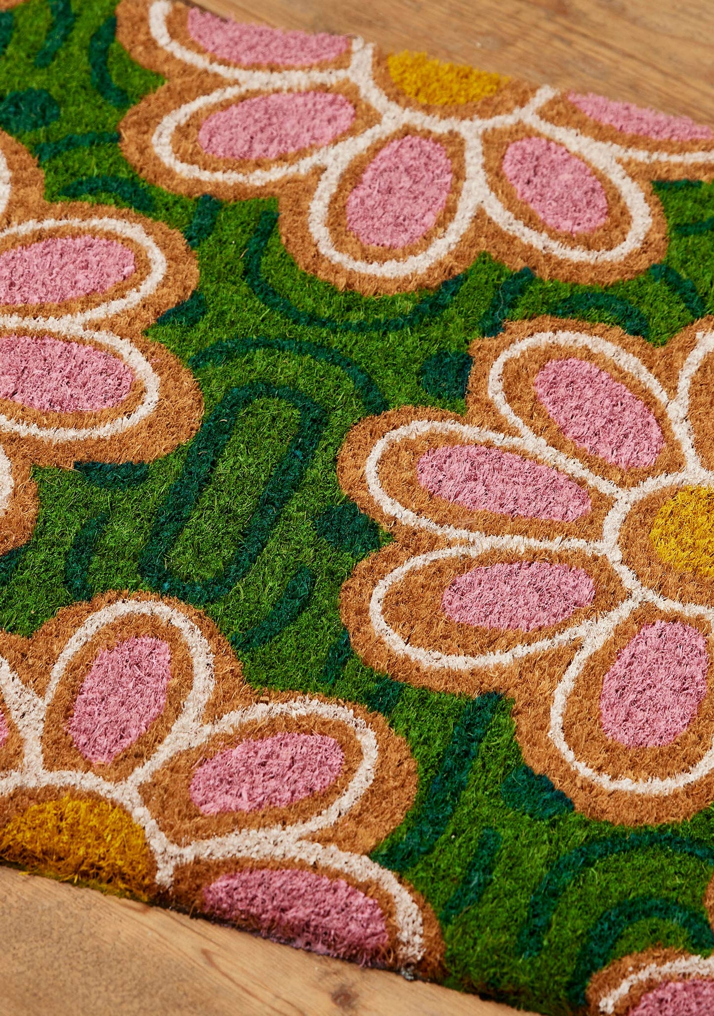 Paillasson en fibre de coco Rose Vert Marguerite