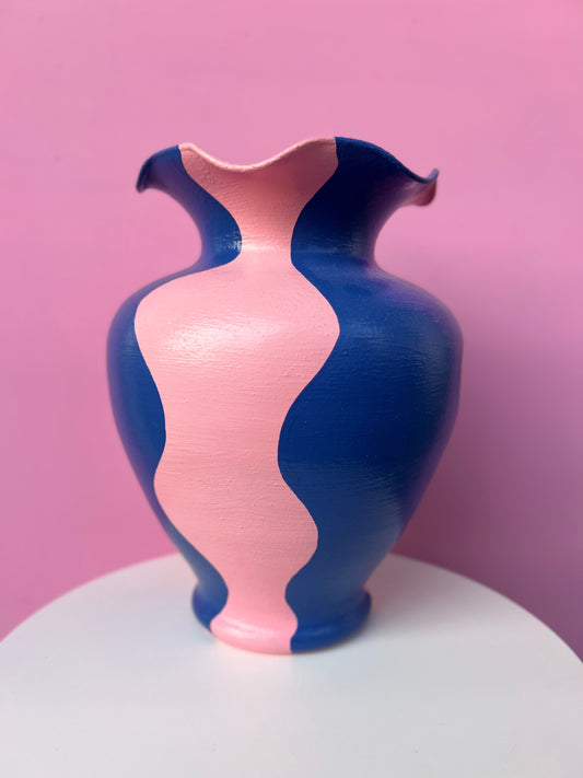 BABIOLA - Vase corolle rose et bleu