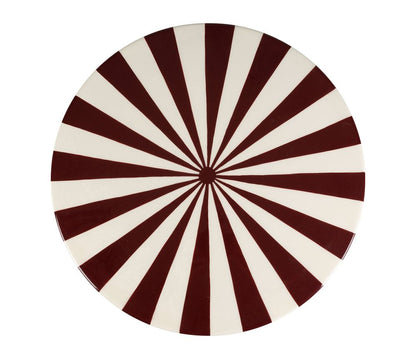 TABLE APPOINT ARTY FUN ECRU+BORDEAUX D38.5XH47