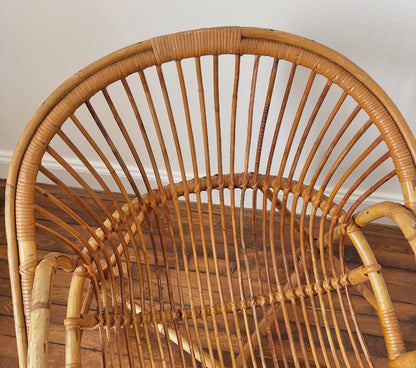Fauteuil en rotin vintage
