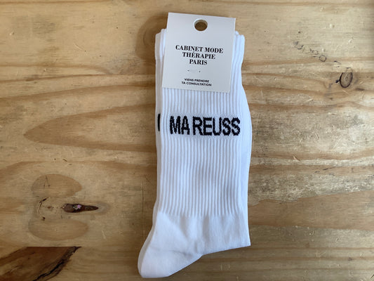 Chausette ma Reuss banche écriture noire