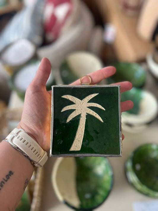 Carreau de zellige - palmier vert - Maroc