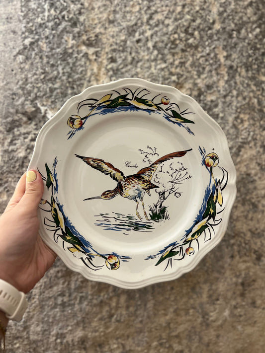 Assiettes plates vintage Sologne - Courlis