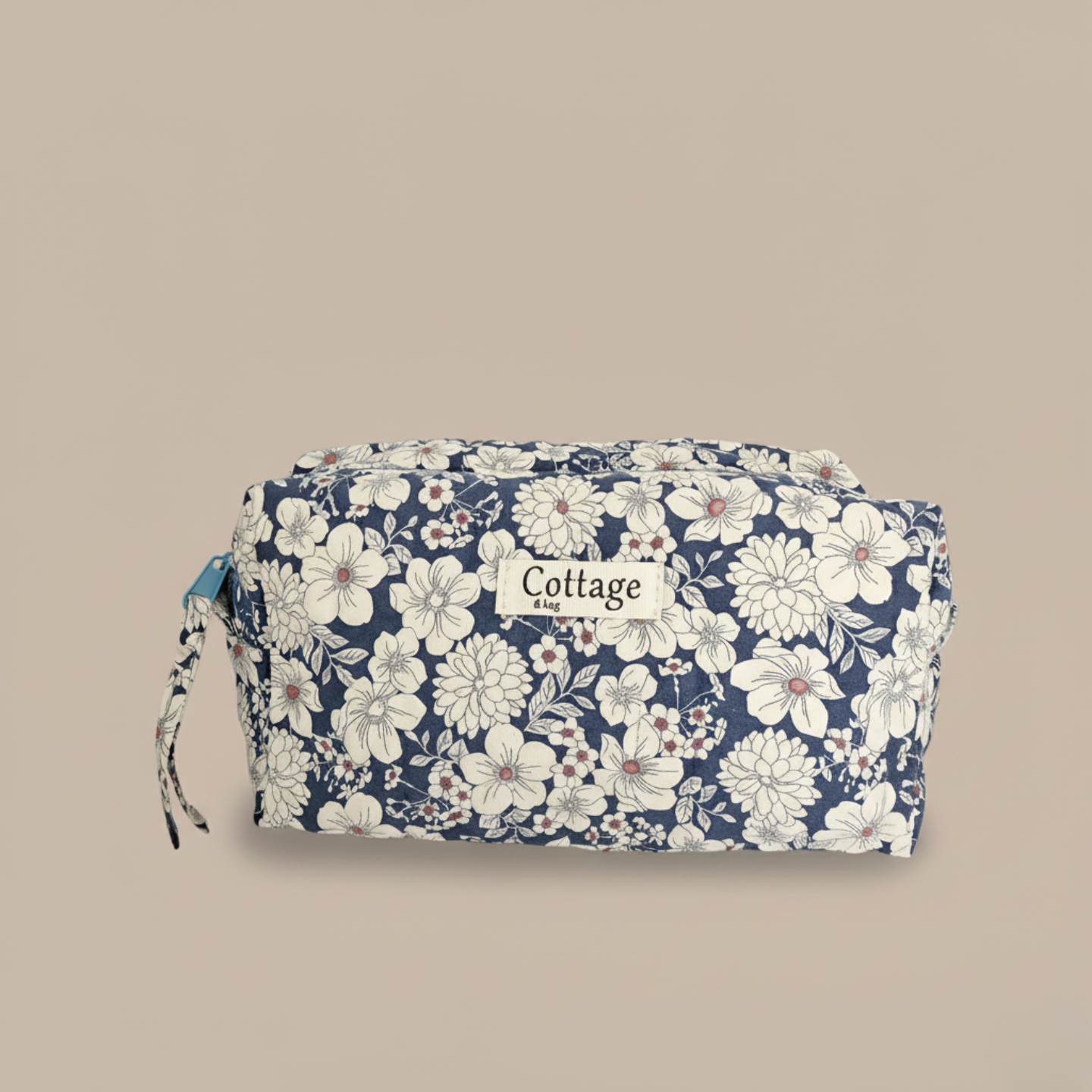 Trousse  de toilette XL 100 % coton  : Patch bleu