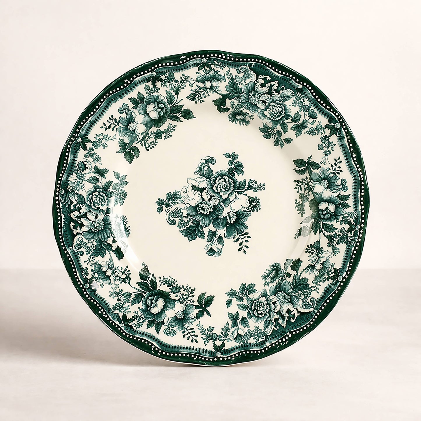 Assiette plate 26cm en porcelaine verte FAUSTINE