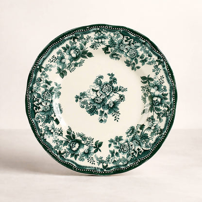 Assiette plate 26cm en porcelaine verte FAUSTINE