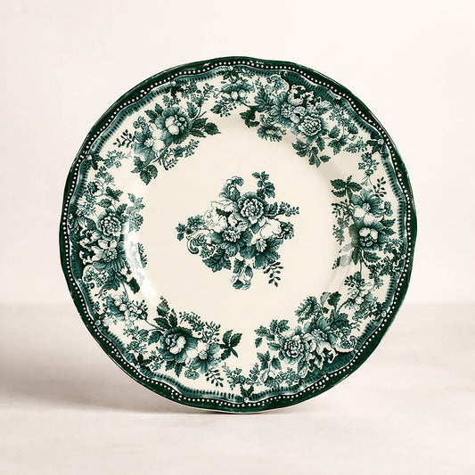 Assiette plate 26cm en porcelaine verte FAUSTINE