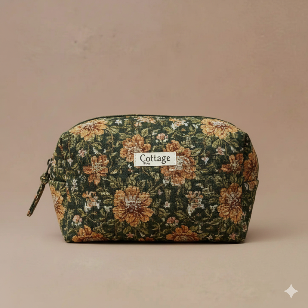 Trousse de toilette tissu jacquard XL: Vert