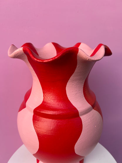 BABIOLA - Grand vase rose et rouge