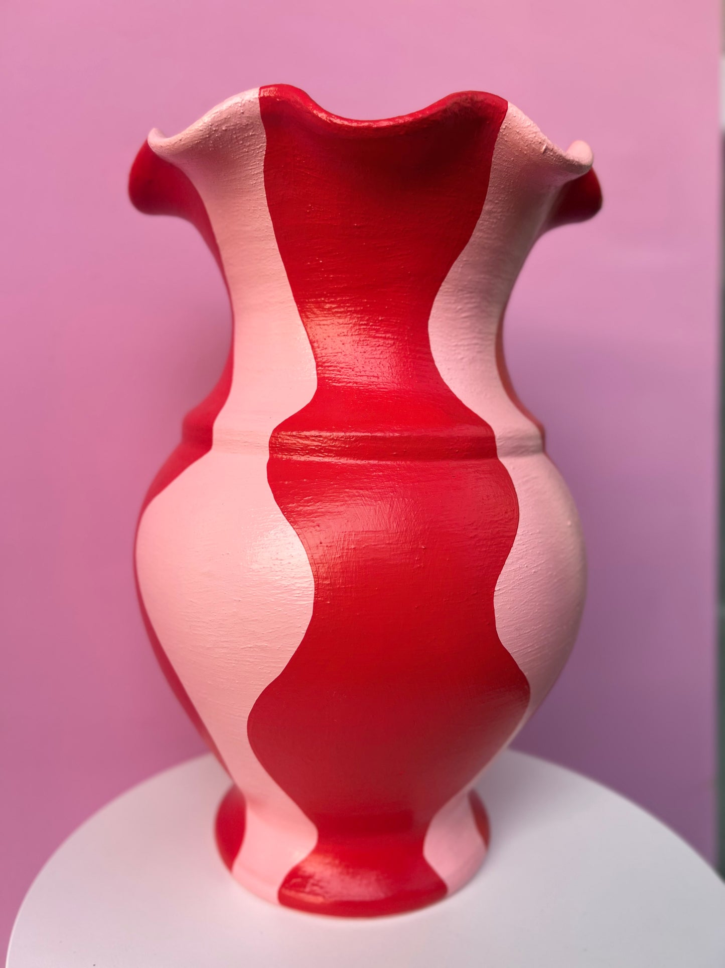 BABIOLA - Grand vase rose et rouge