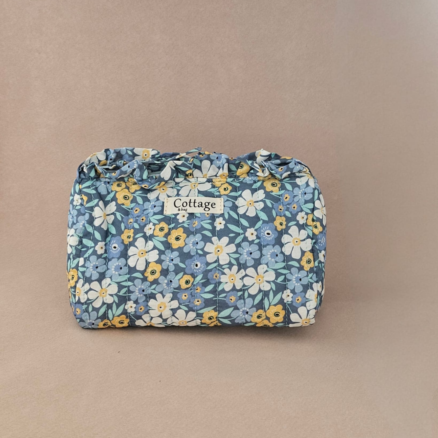 Trousse maquillage froufrou 100 % coton  : Champetre bleu