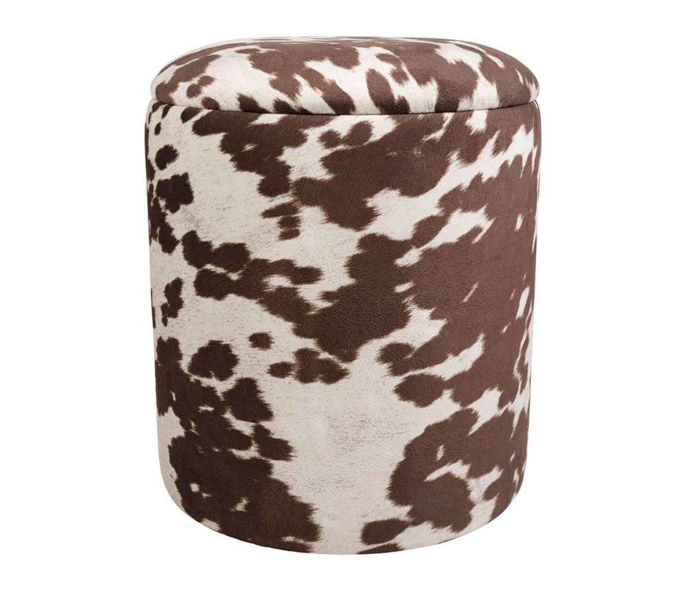 TABOURET COFFRE FELIEN BRUN+ECRU D38XH43CM