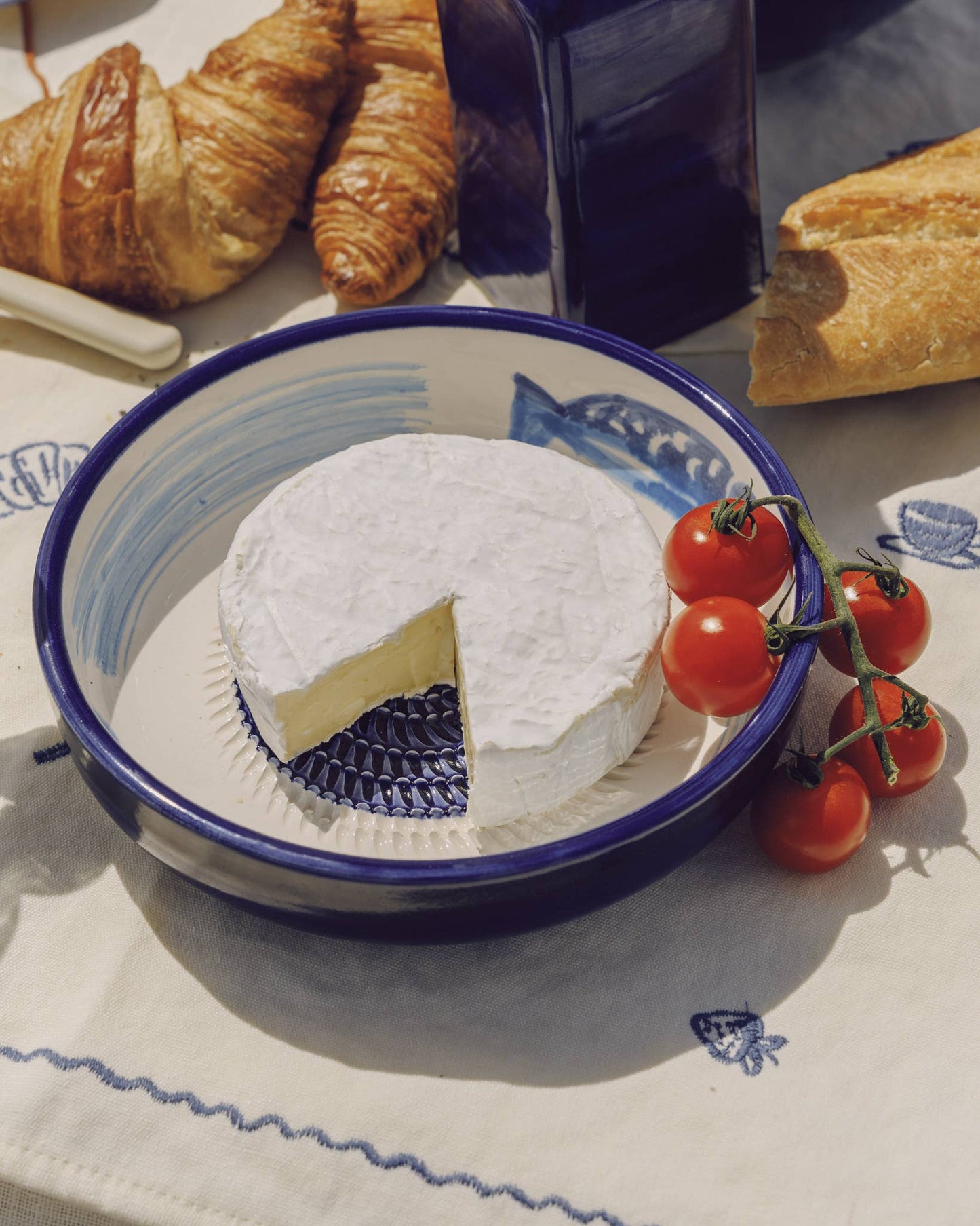 Assiette râpe à ail - Grande, en céramique bleue - Thon