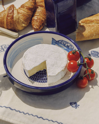Assiette râpe à ail - Grande, en céramique bleue - Thon