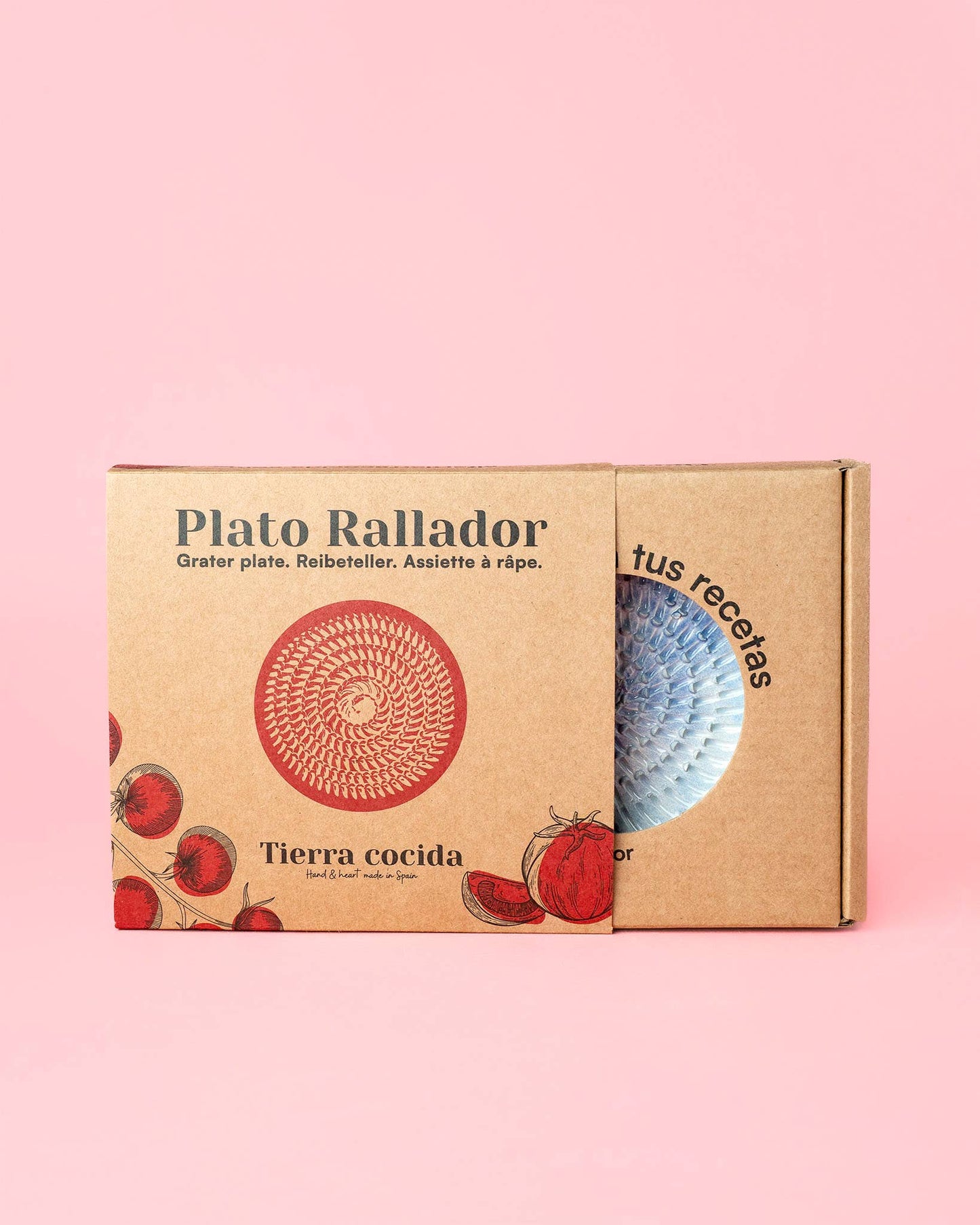 Plaque râpe-ail en céramique / Petite Alcazaba rouge: CON PACKAGING