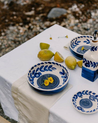 Assiette râpe-ail - Grande, en céramique bleue - Traditionnelle de Nerja