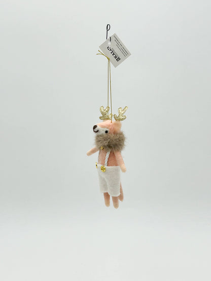 Ornement de Noël en feutrine figurine Monsieur Renne à la mode