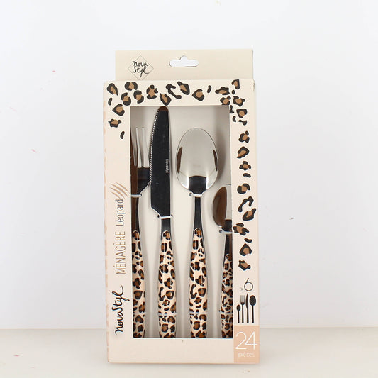 Mangière léopard 24 pièces en acier inoxydable