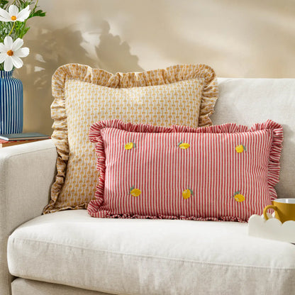 Coussin à volants brodé Les Fruites Citrons