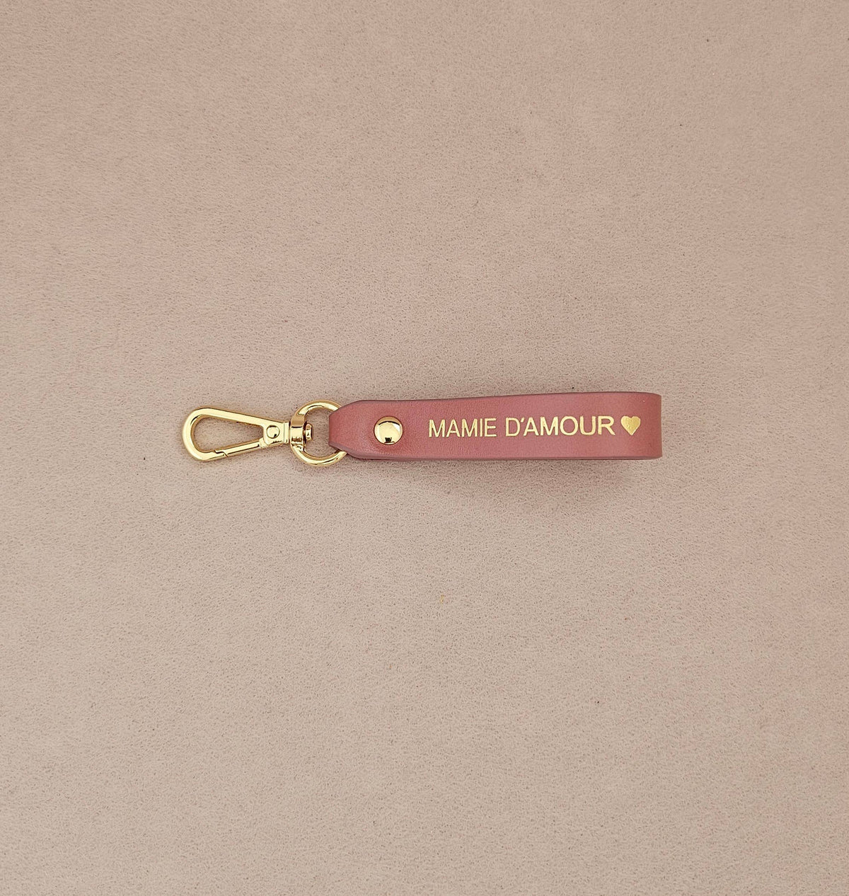Porte-Clé Cuir - papy mamie d'amour : Vieux rose