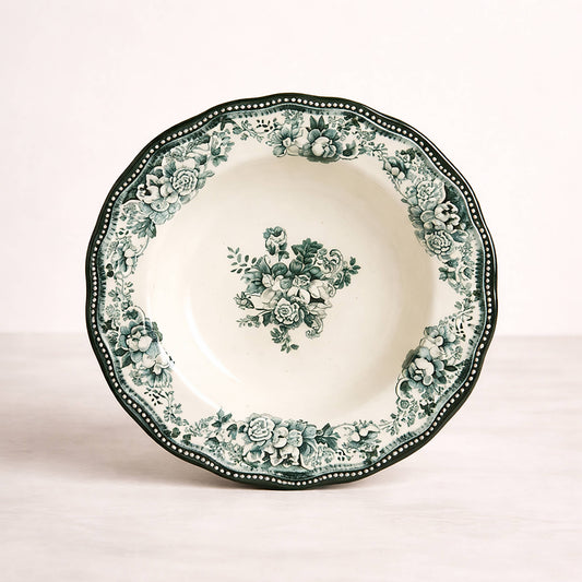 Assiette creuse 22cm en porcelaine verte FAUSTINE