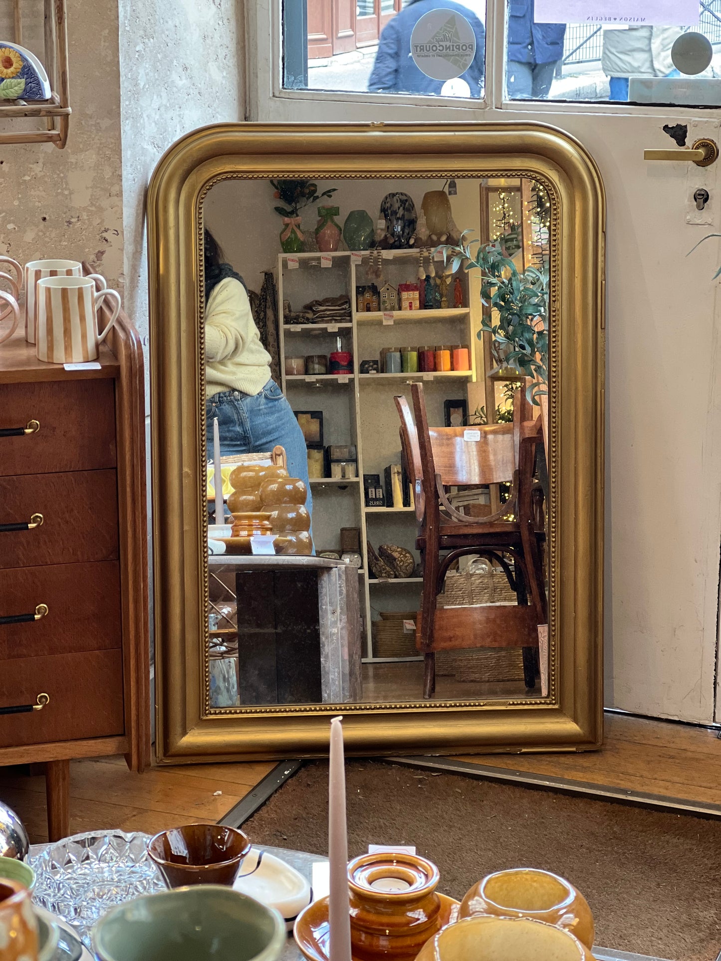 Miroir Louis Philippe perlé - 77xH109cm