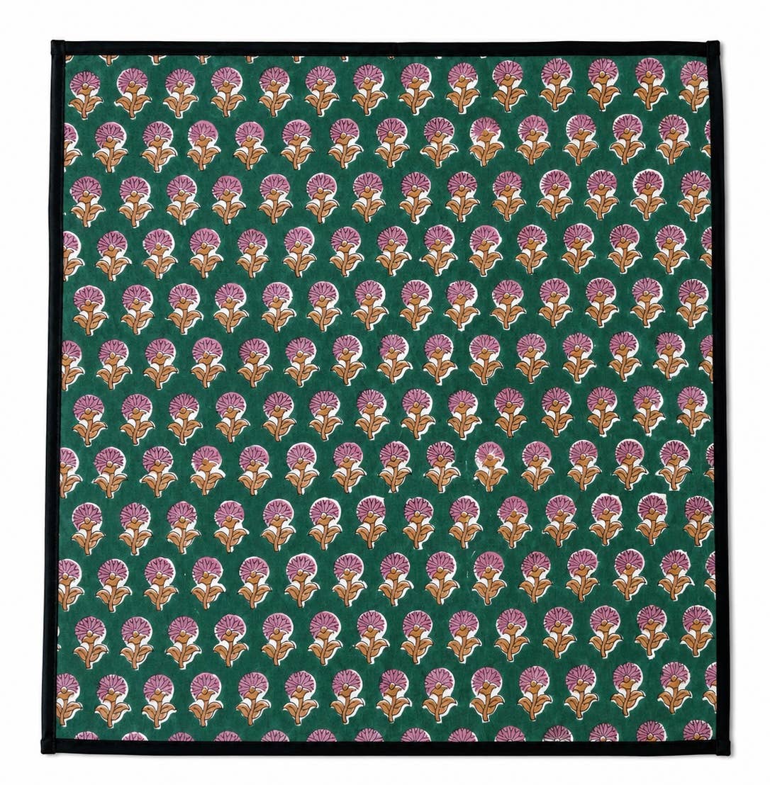 Lot de 4 Serviettes de tables en coton Block Print: Arabesque GM