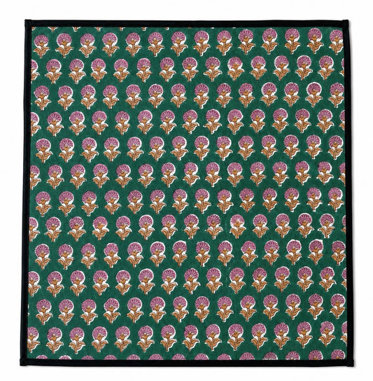 Lot de 4 Serviettes de tables en coton Block Print: Pivoine PM
