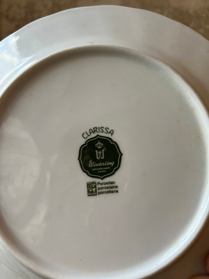 Assiettes à dessert vintage en porcelaine fleurs vertes
