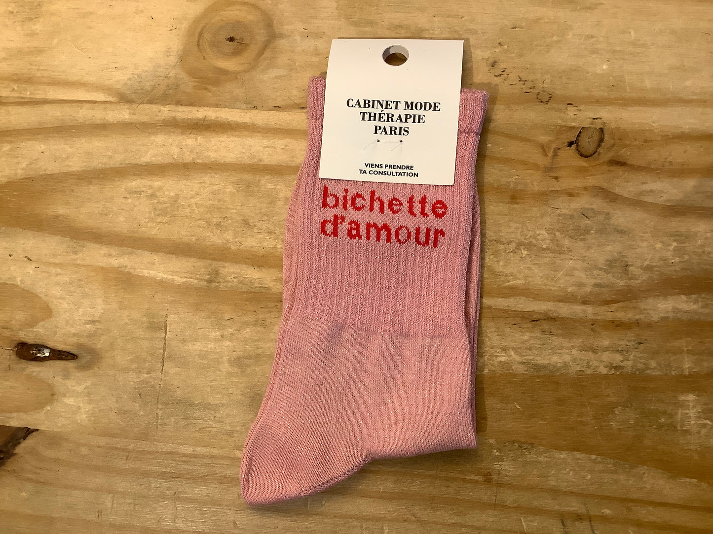 Chaussette bichette d’amour paillette rose