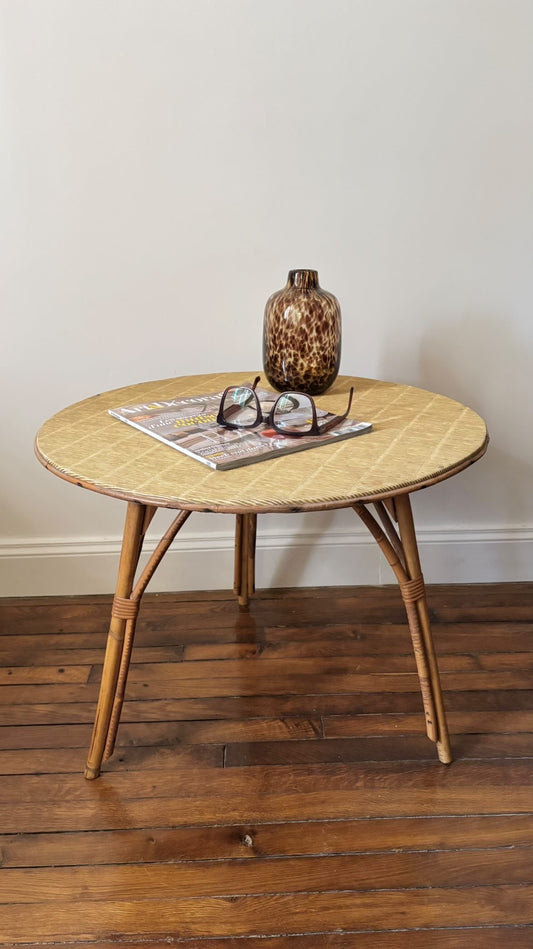 Table basse rotin vintage
