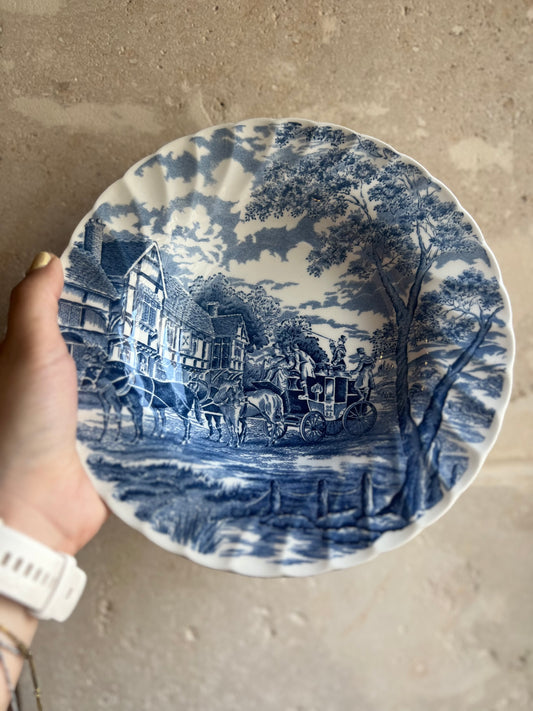 Assiettes creuses anglaises bleues