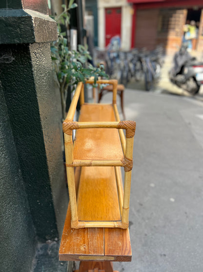 Étagère murale rotin vintage
