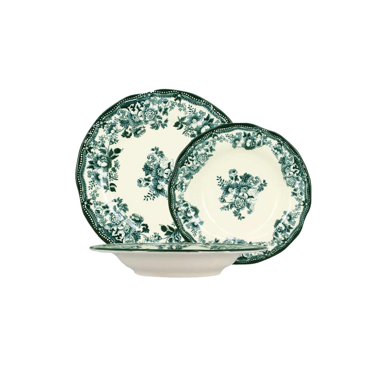 Assiette à dessert 20,5cm en porcelaine verte FAUSTINE