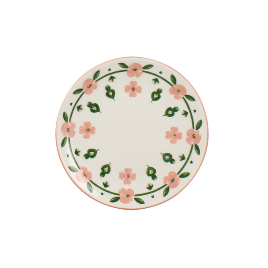 Assiette dessert 19cm en porcelaine florale rose PRIMAVEIRA